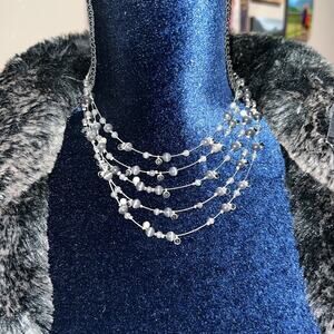 BEADED Necklace Earing Set Gray